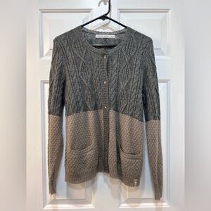 Woolrich Lightweight Cardigan Textured Sweater Double Front Pockets Women Sz M